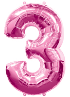 Number Three Balloon in Pink